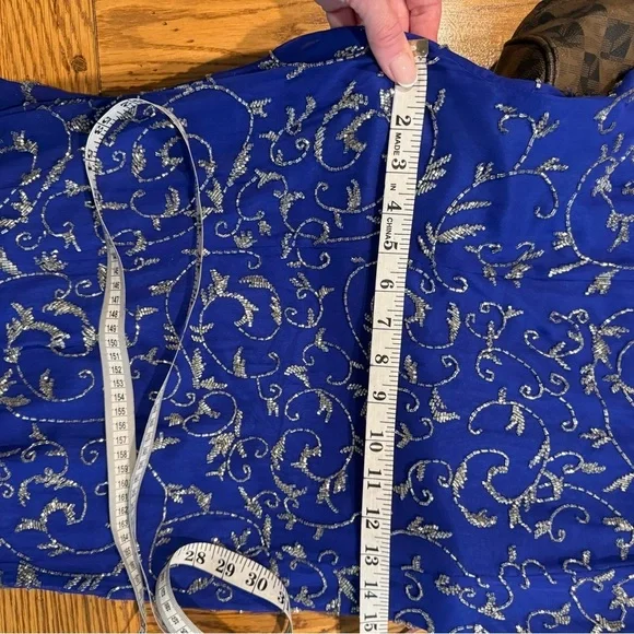 Niteline 100% Silk 1980’s Blue Beaded Dress - Picture 11 of 16